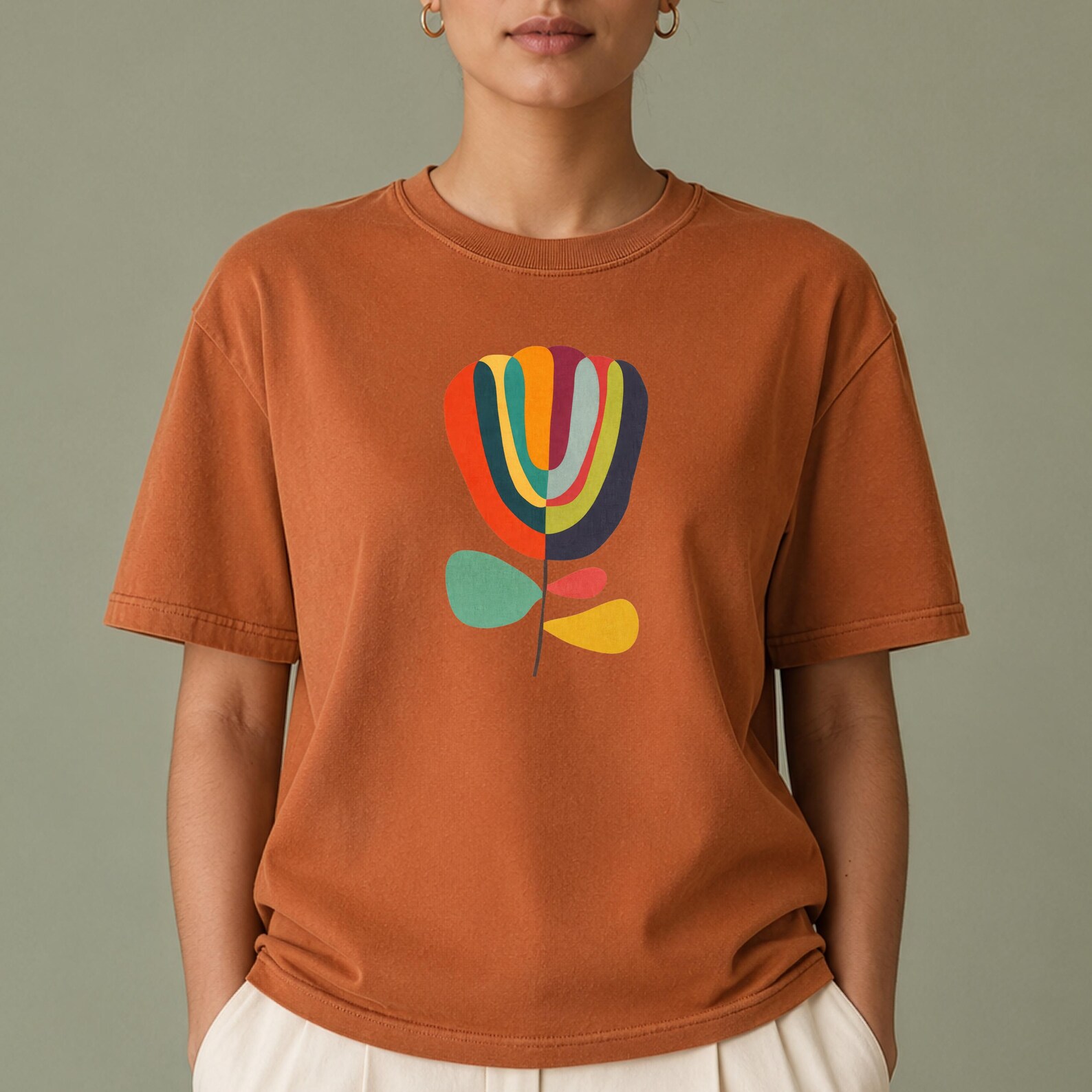 Abstract Retro Flower Shirt