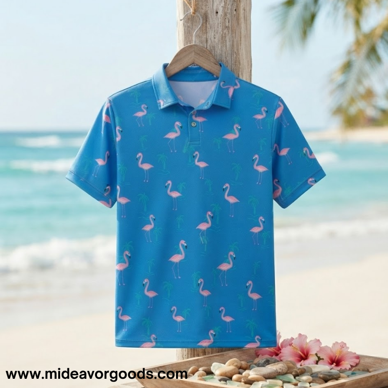10 Adam Sandler Inspired Flamingo Print Polo Shirt — image 2