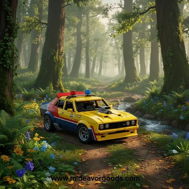 MFP Yellow Interceptor Pursuit Car Building Set 4 MFP Yellow Interceptor Pursuit Car Building Set