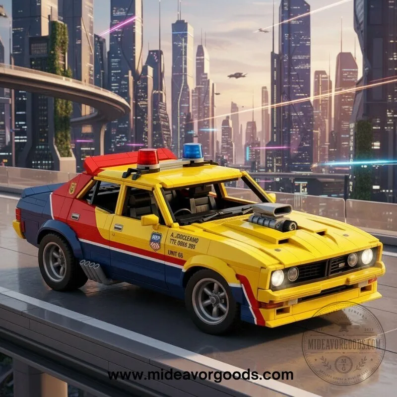 MFP Yellow Interceptor Pursuit Car Building Set 5 MFP Yellow Interceptor Pursuit Car Building Set